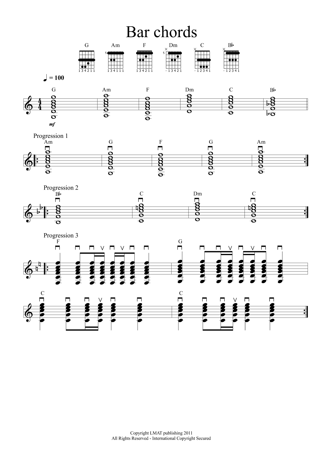 Bar Chords Notation Orange Amps