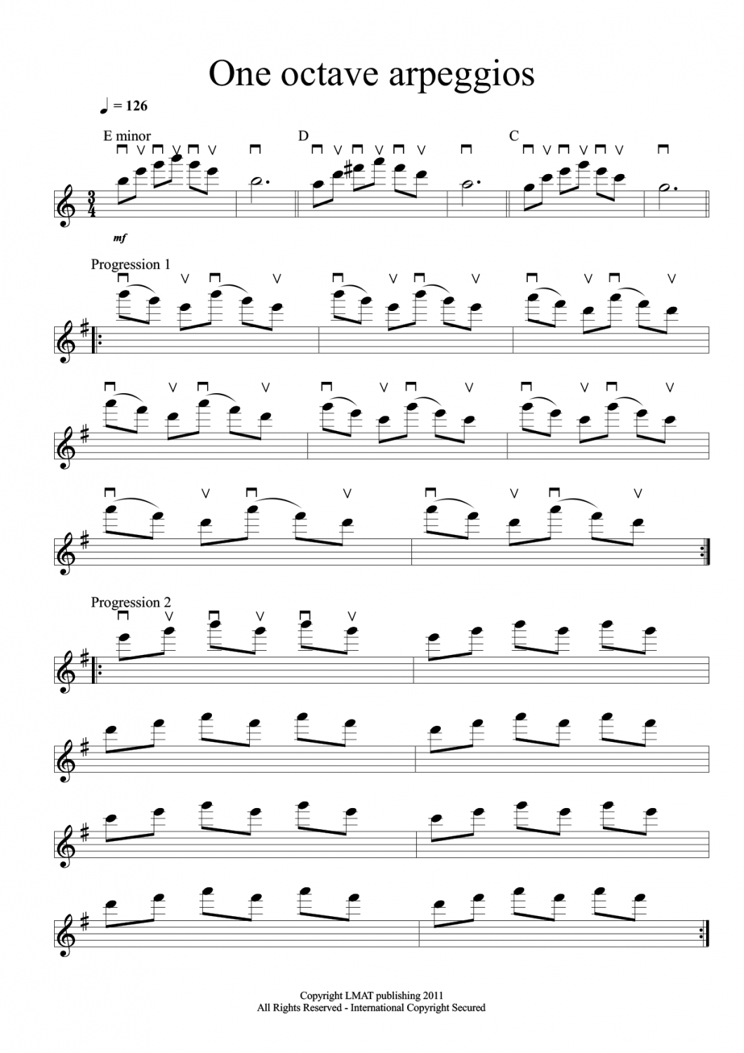 One Octave Arpeggios Notation 1 Orange Amps