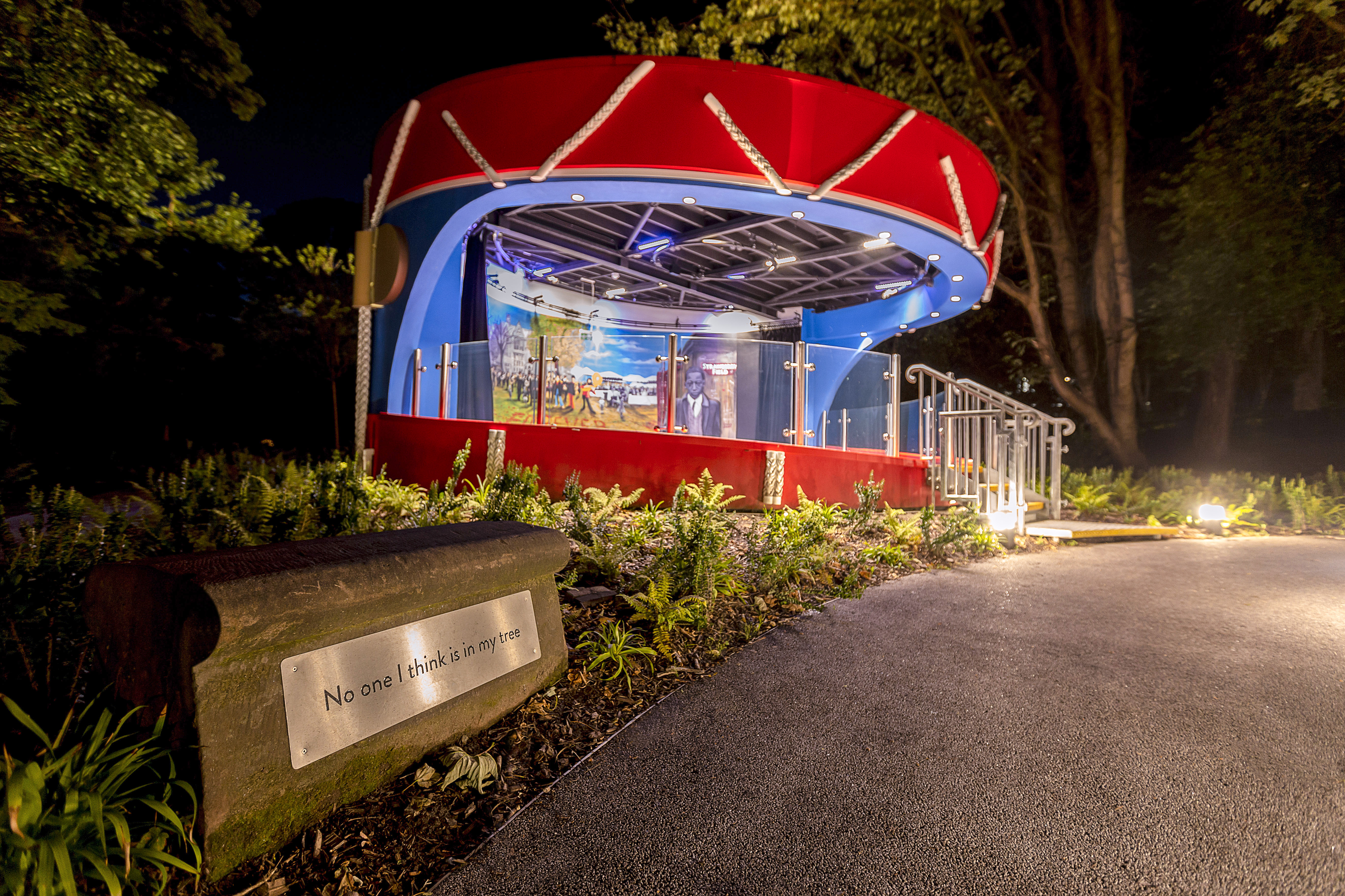Strawberry Field Bandstand at night.
(Photo Credit: Dextra Group)
